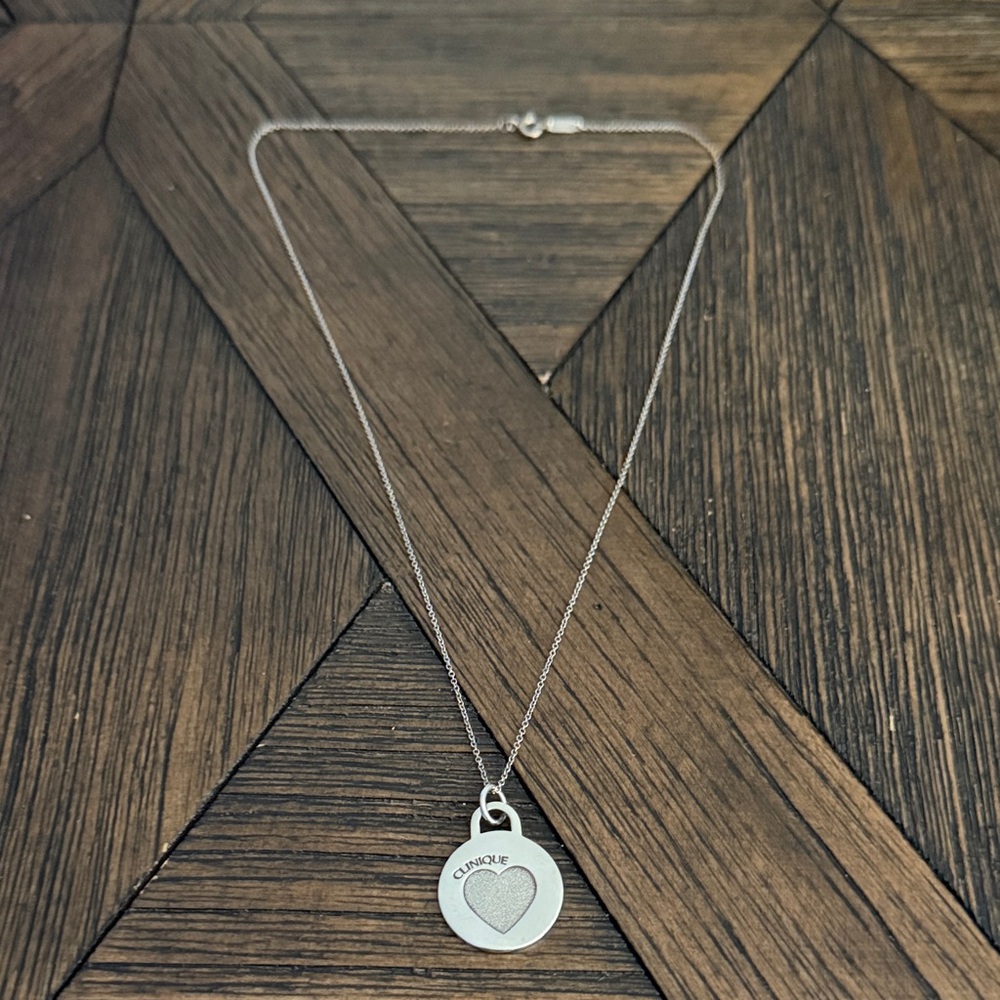 Tiffany & Co. 925 Sterling Silver Clinique Heart Pendant Necklace 18” Rare